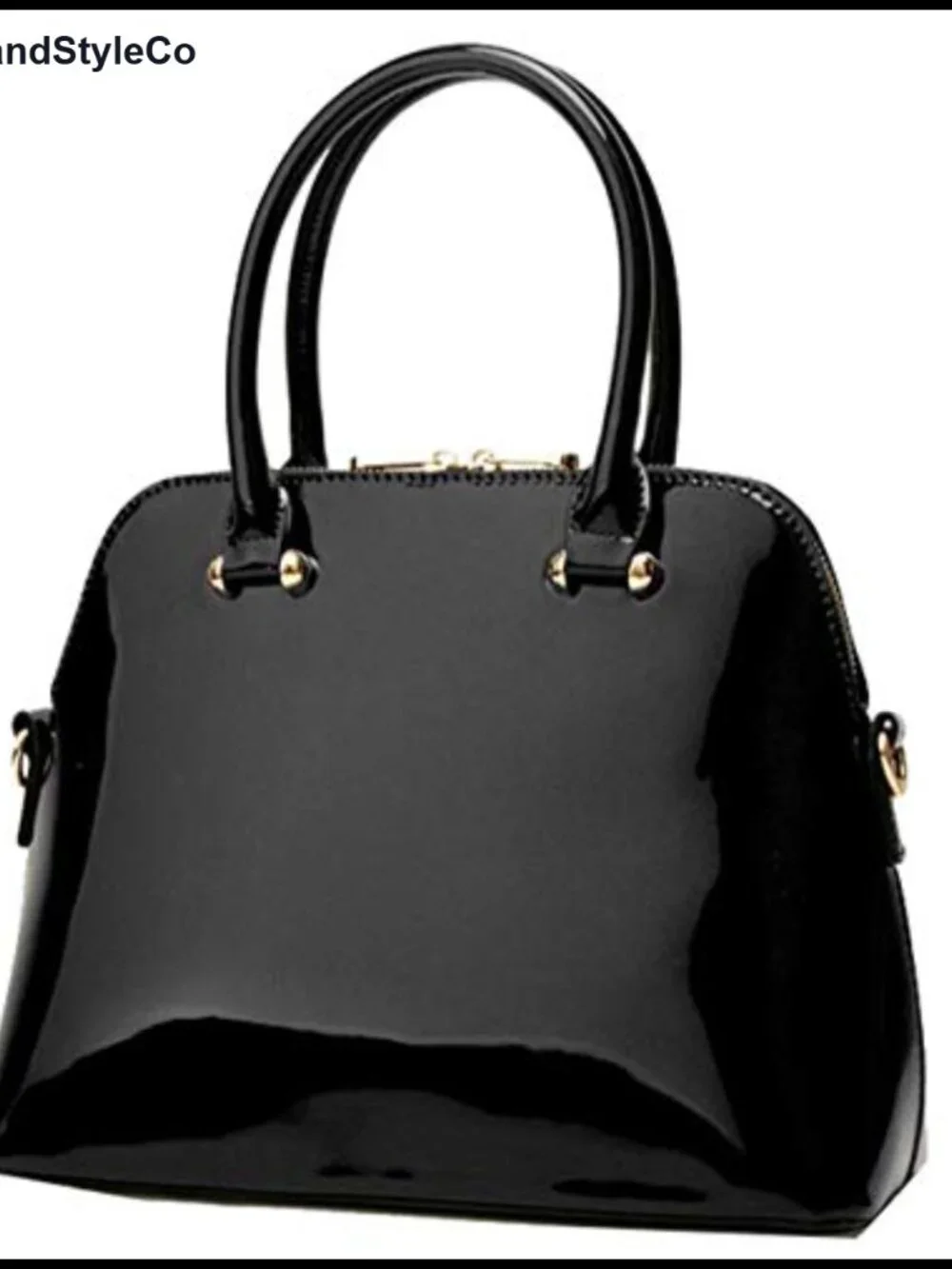 Patent Leather Tote Handbag Elegant Top Handle Purse with Gold Hardware